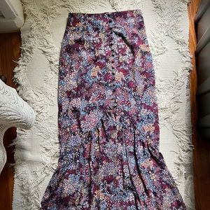 Vici Floral Button Front Maxi Skirt